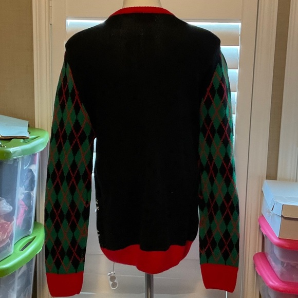 Holiday Time Santa Crewneck Sweater - Black, Red, Green - Picture 3 of 9